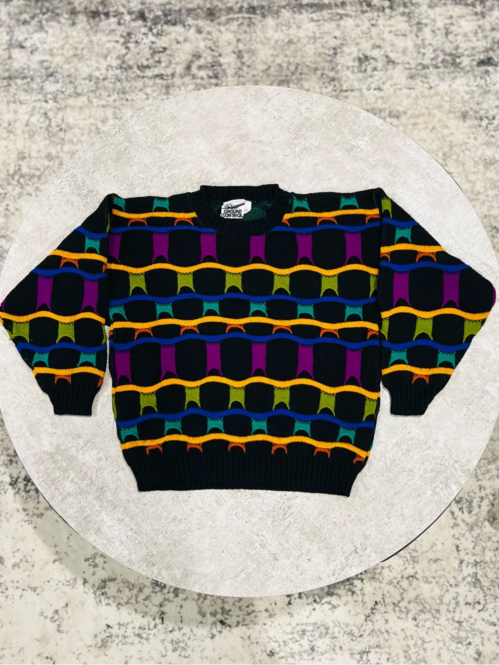 Vintage 90s Feometric Colorful Block Knit Sweater Coogi Style for Kids